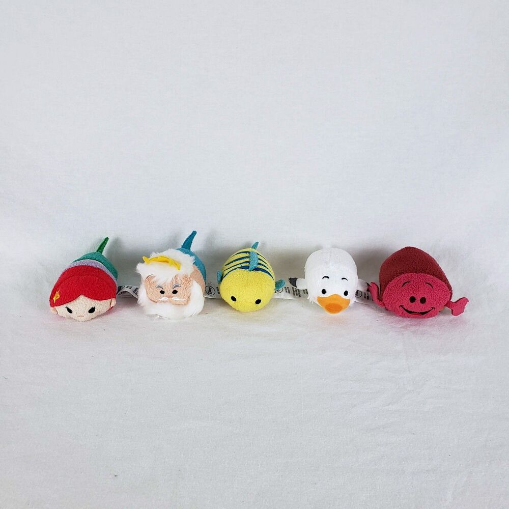 Disney Tsum Tsum Plush Lot - Little Mermaid Ariel King Triton Sebastian Flounder